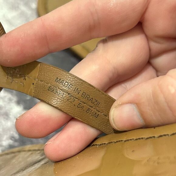 Tory Burch Miller Patent Leather Tan Sandals DAMAGED SIZE 8 1/2 - Picture 7 of 7